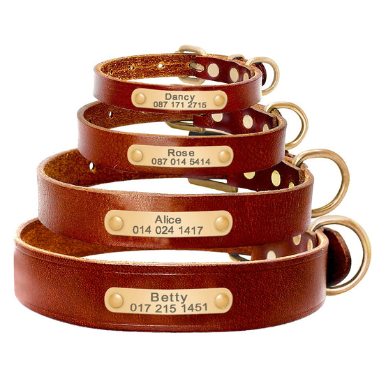 Genuine Leather Collar - Engraving Name
