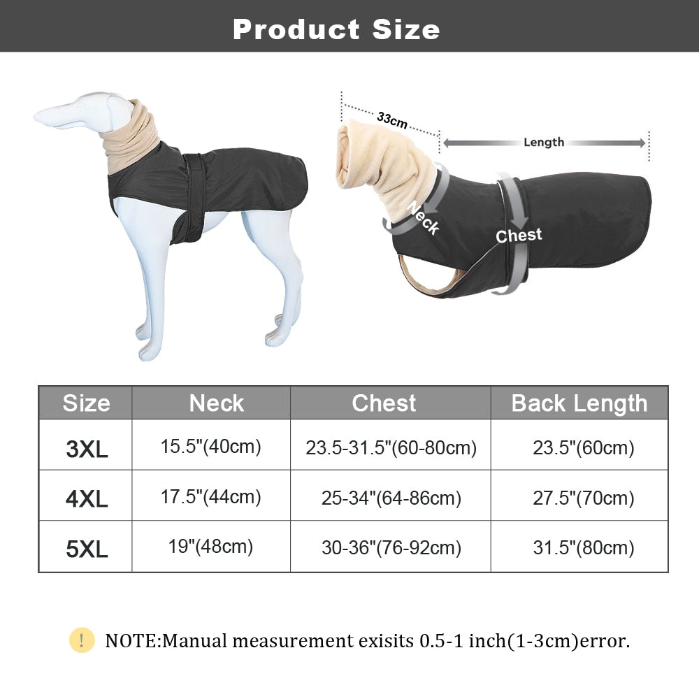 Winter Warm Waterproof Dog Jacket For Medium Large Dogs