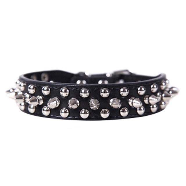 Leather Pet Dog Collar Neck - with Strap