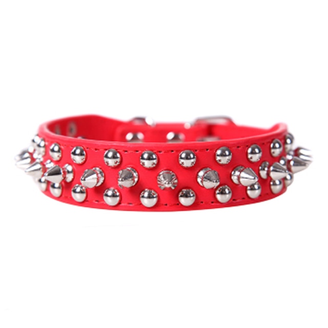 Leather Pet Dog Collar Neck - with Strap