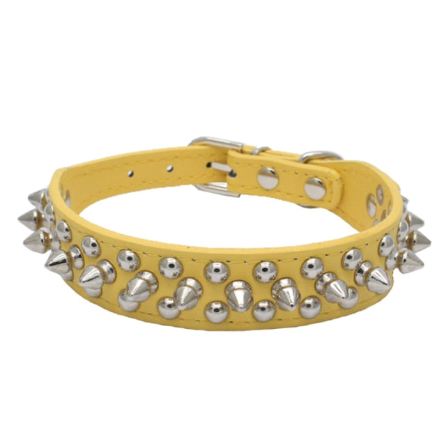 Leather Pet Dog Collar Neck - with Strap