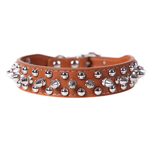 Leather Pet Dog Collar Neck - with Strap