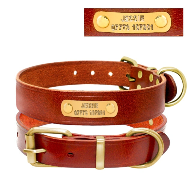 Genuine Leather Collar - Engraving Name