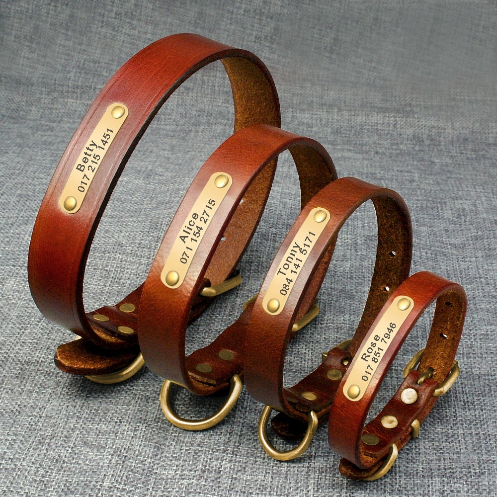 Genuine Leather Collar - Engraving Name