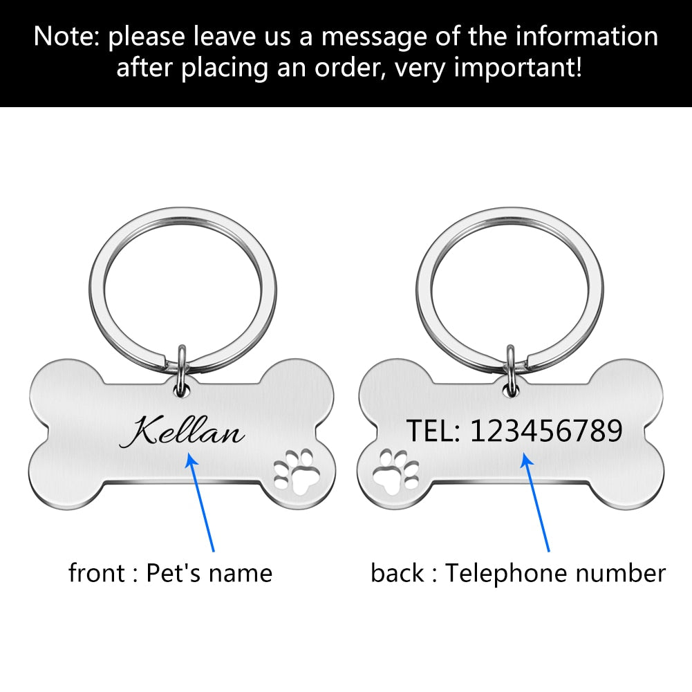 Personalized Collar Pet ID Tag Bone Form