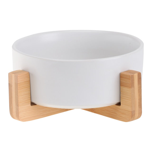 Ceramic Bowl Dish with Wood Stand