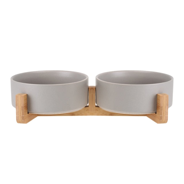 Ceramic Bowl Dish with Wood Stand