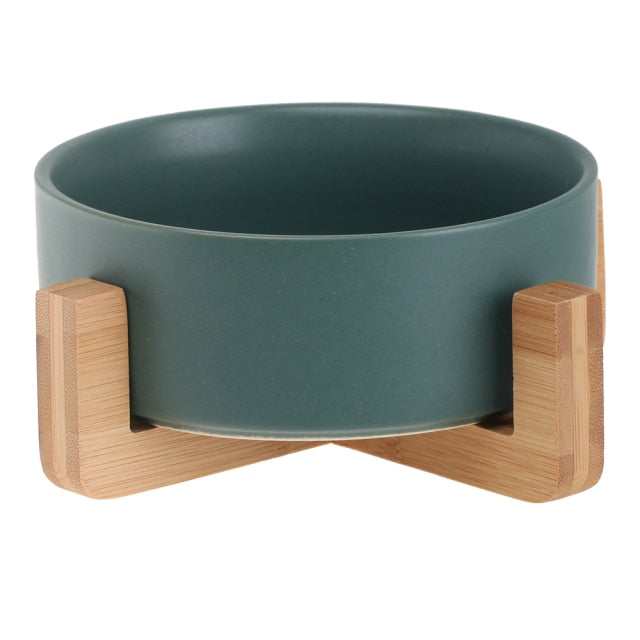 Ceramic Bowl Dish with Wood Stand
