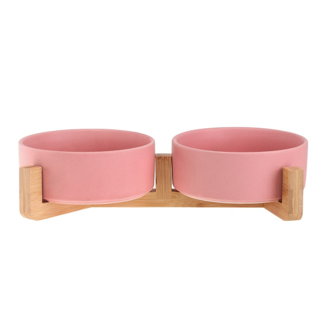 Ceramic Bowl Dish with Wood Stand