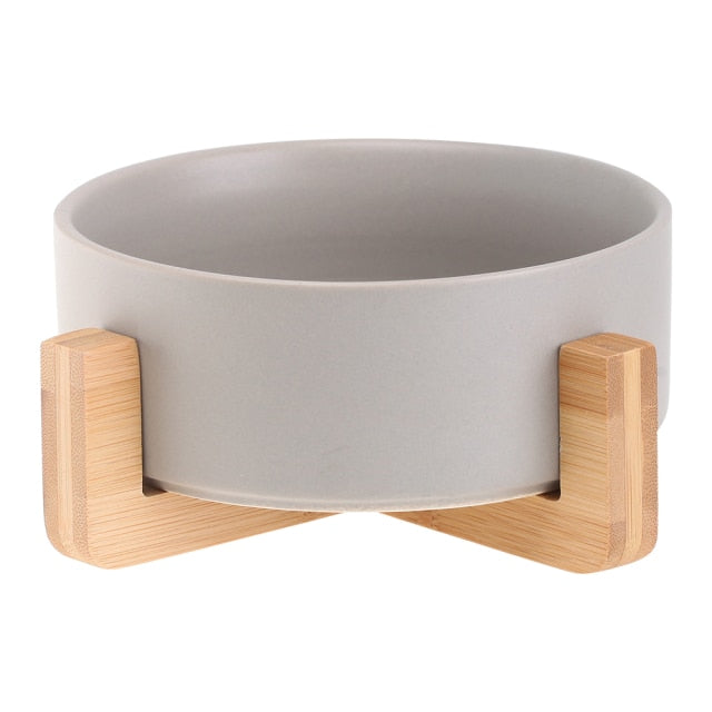 Ceramic Bowl Dish with Wood Stand