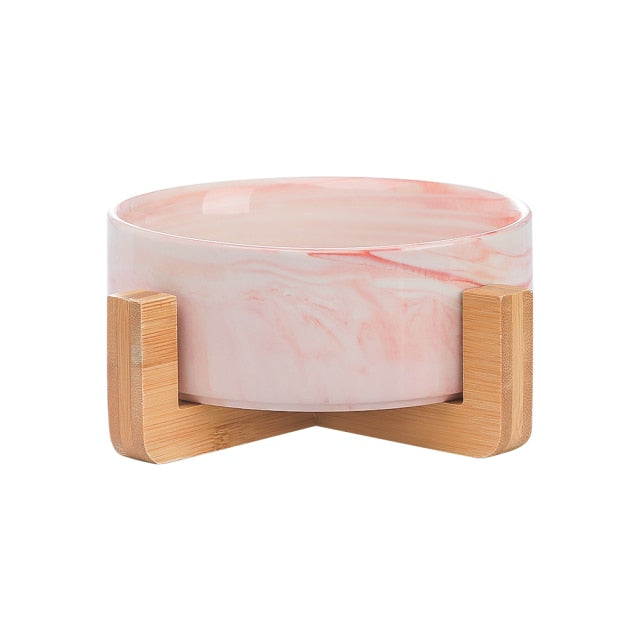 Ceramic Bowl Dish with Wood Stand