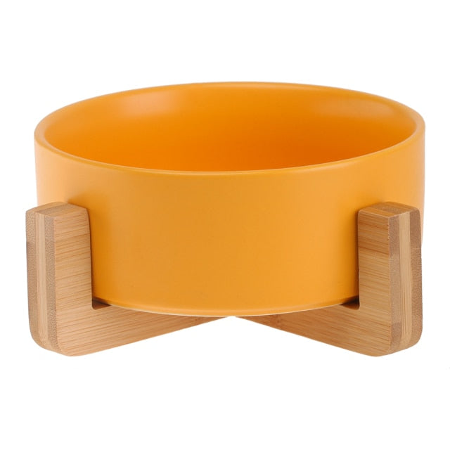 Ceramic Bowl Dish with Wood Stand