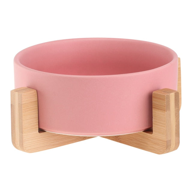 Ceramic Bowl Dish with Wood Stand