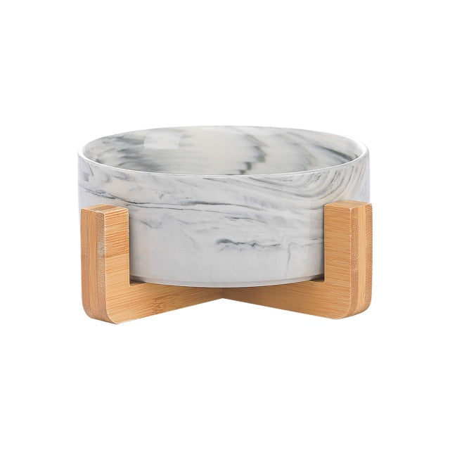 Ceramic Bowl Dish with Wood Stand