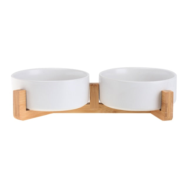 Ceramic Bowl Dish with Wood Stand