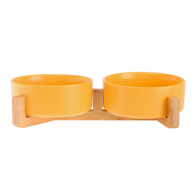 Ceramic Bowl Dish with Wood Stand