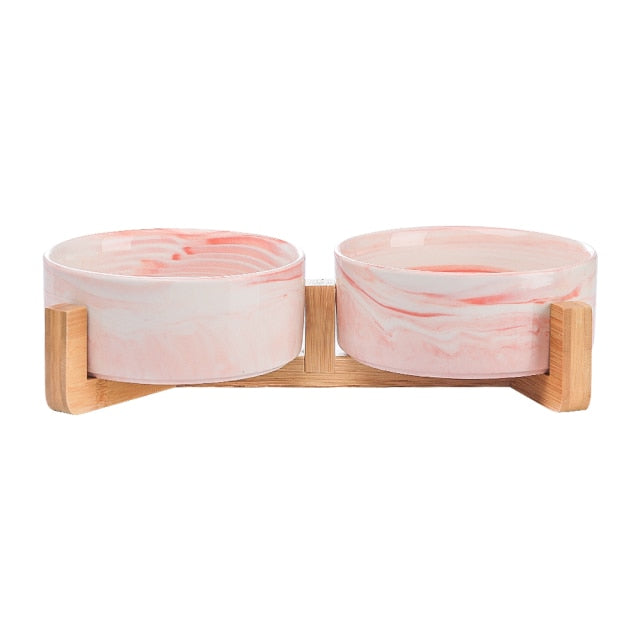 Ceramic Bowl Dish with Wood Stand