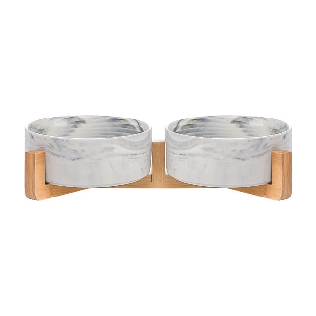 Ceramic Bowl Dish with Wood Stand