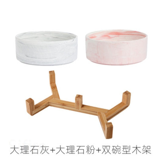 Ceramic Bowl Dish with Wood Stand