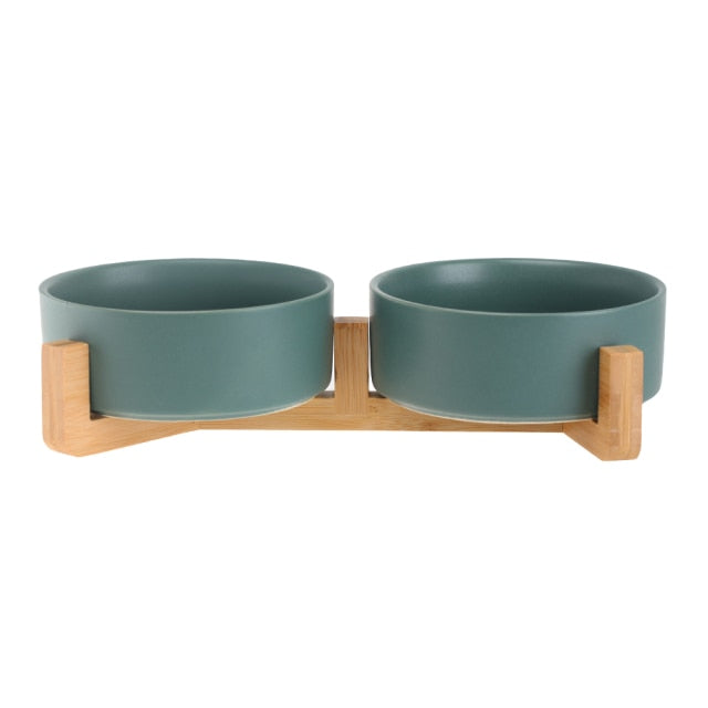Ceramic Bowl Dish with Wood Stand