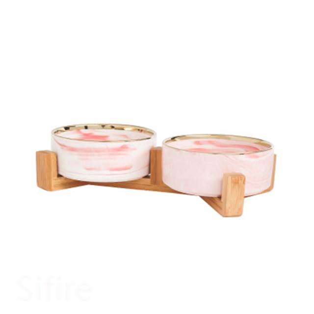 Ceramic Bowl Dish with Wood Stand
