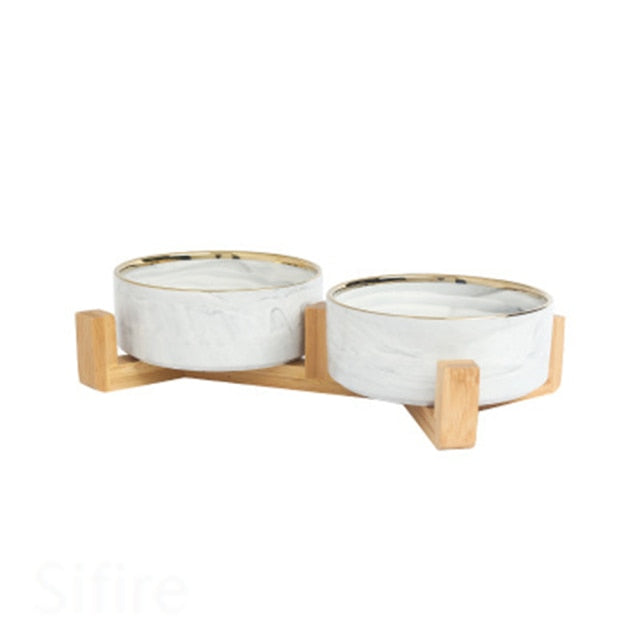 Ceramic Bowl Dish with Wood Stand