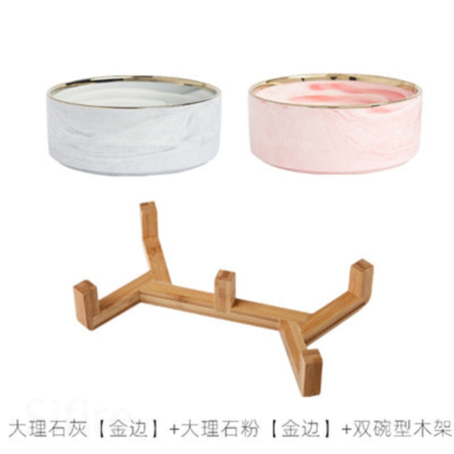Ceramic Bowl Dish with Wood Stand