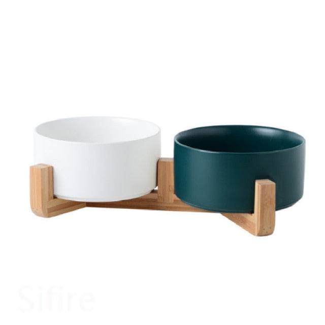 Ceramic Bowl Dish with Wood Stand