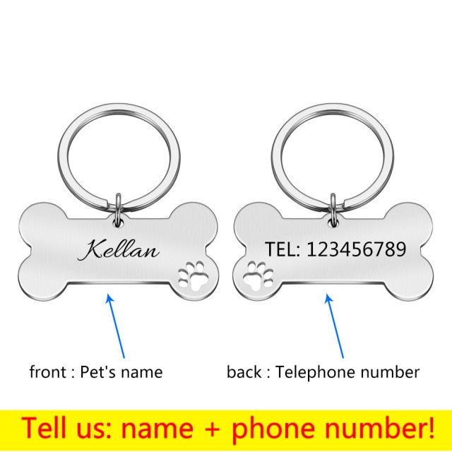 Personalized Collar Pet ID Tag Bone Form