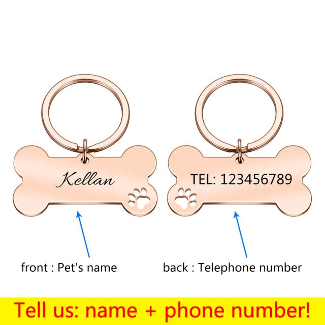 Personalized Collar Pet ID Tag Bone Form