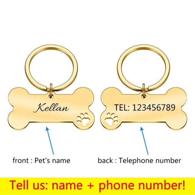 Personalized Collar Pet ID Tag Bone Form