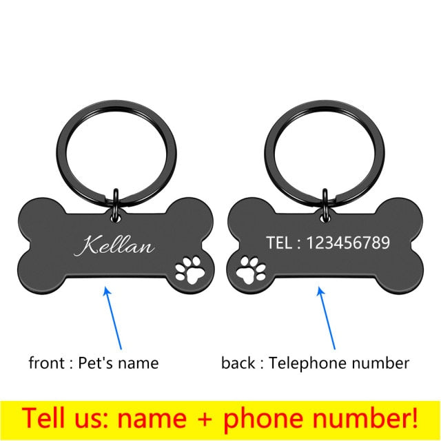 Personalized Collar Pet ID Tag Bone Form
