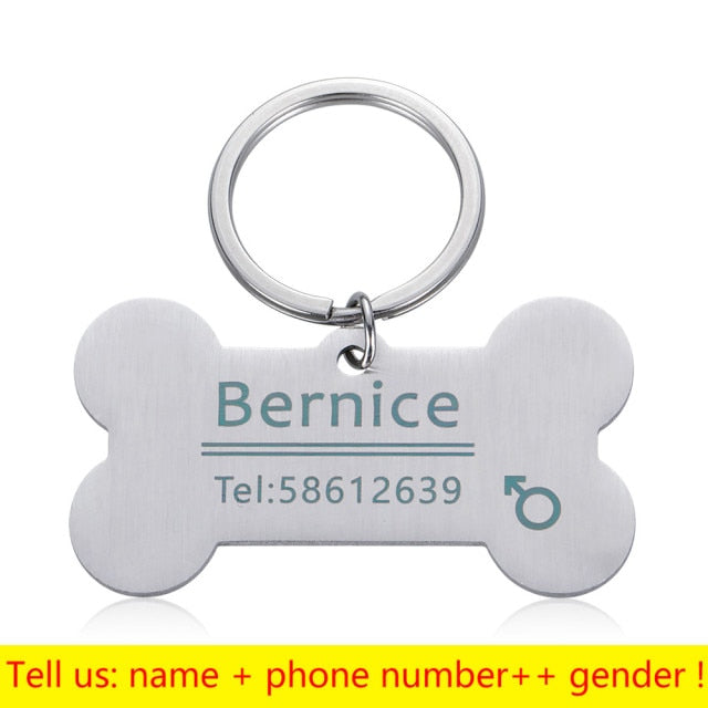 Personalized Collar Pet ID Tag Bone Form