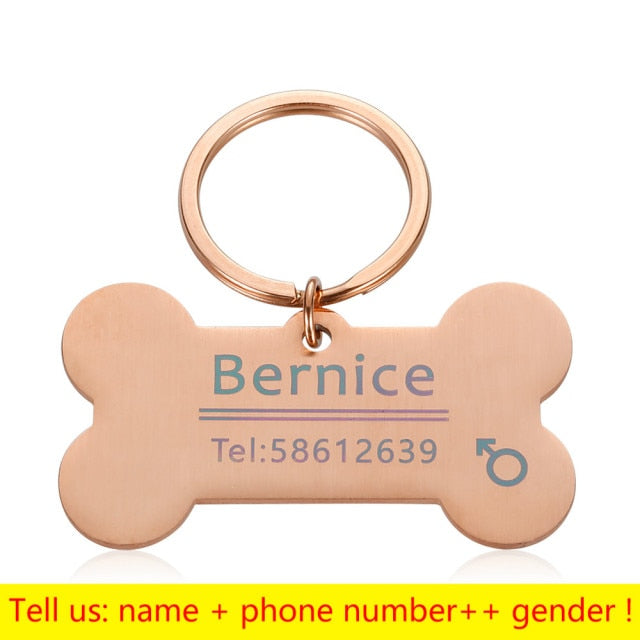 Personalized Collar Pet ID Tag Bone Form