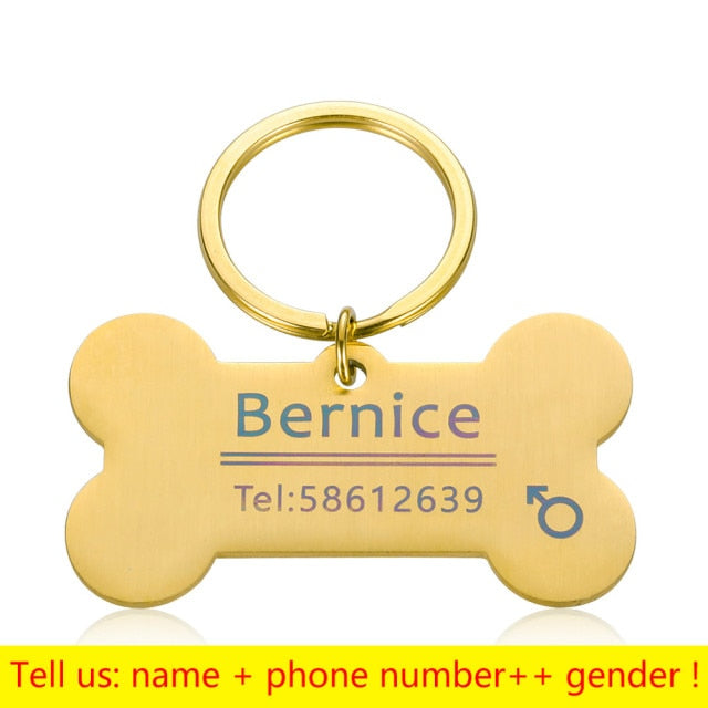 Personalized Collar Pet ID Tag Bone Form