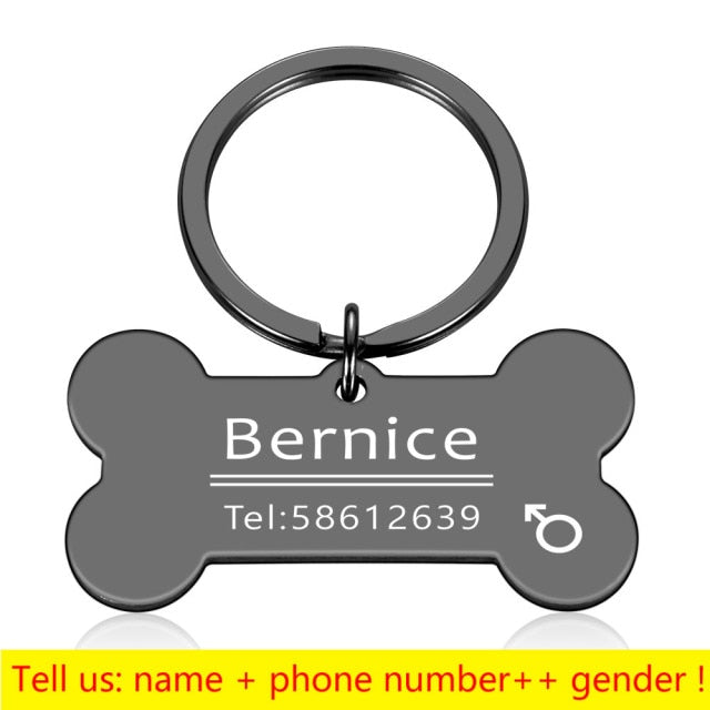 Personalized Collar Pet ID Tag Bone Form