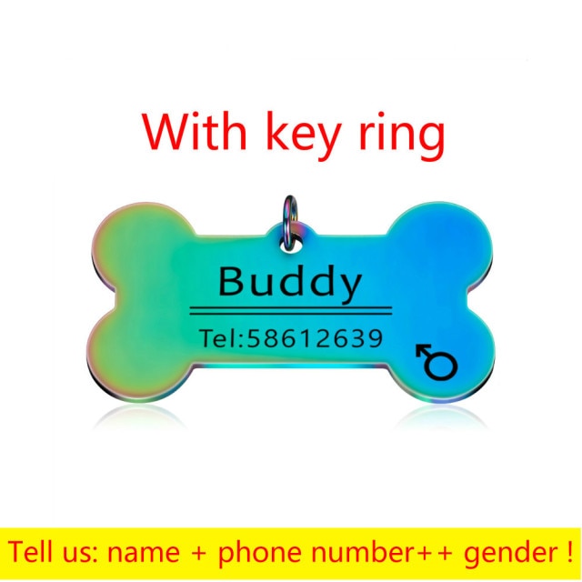 Personalized Collar Pet ID Tag Bone Form