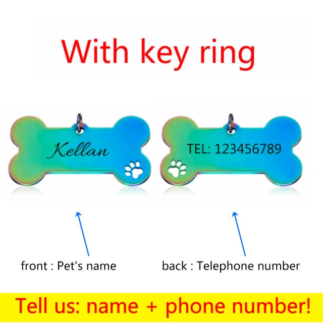 Personalized Collar Pet ID Tag Bone Form