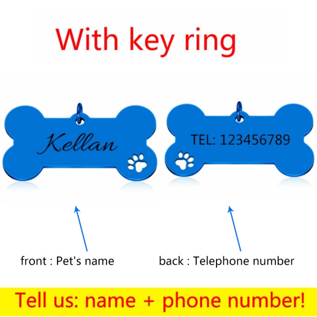 Personalized Collar Pet ID Tag Bone Form