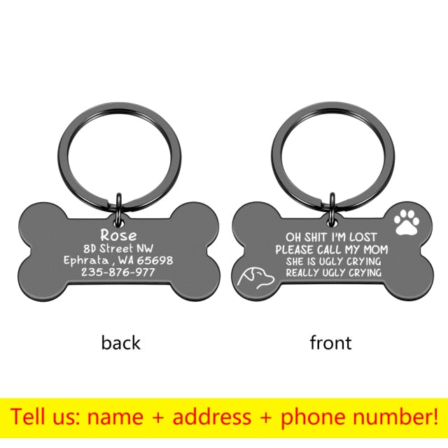 Personalized Collar Pet ID Tag Bone Form