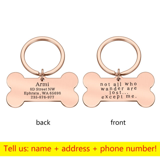Personalized Collar Pet ID Tag Bone Form