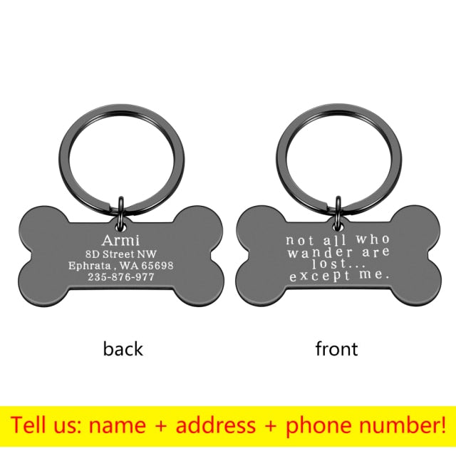 Personalized Collar Pet ID Tag Bone Form