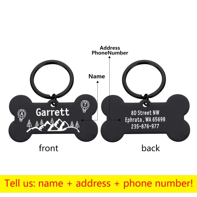 Personalized Collar Pet ID Tag Bone Form