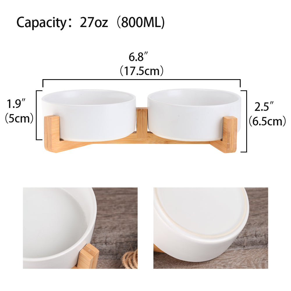 Ceramic Bowl Dish with Wood Stand